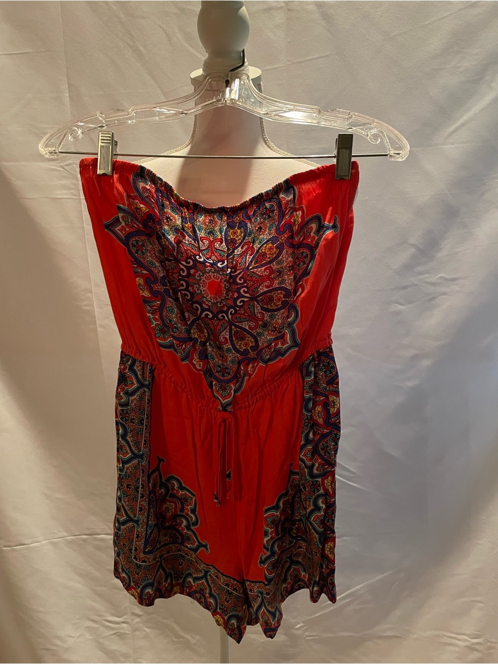 Rue21 Red Strapless Paisley Print Romper Shorts